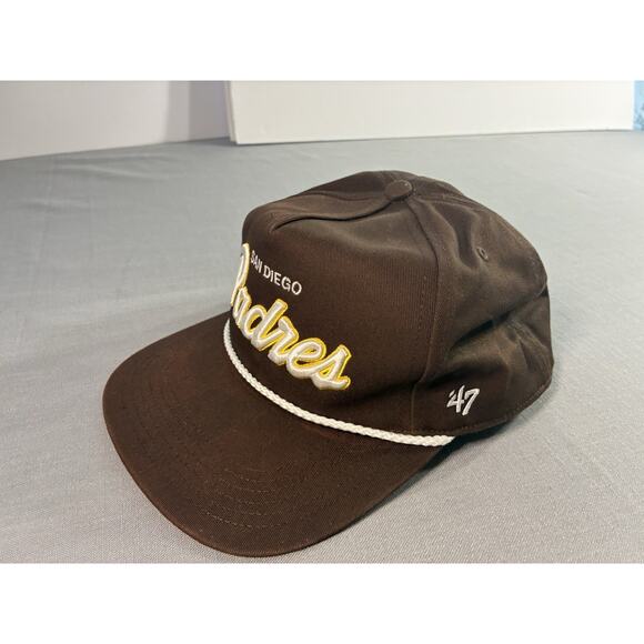 San Diego Padres ’47 Brand Rope Snapback Brown MLB Baseball Hat Cap - Picture 2 of 8